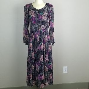 Nostalgia Floral Maxi Dress - Black and Purple